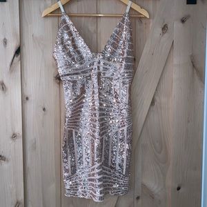 Rose gold sequined dress
